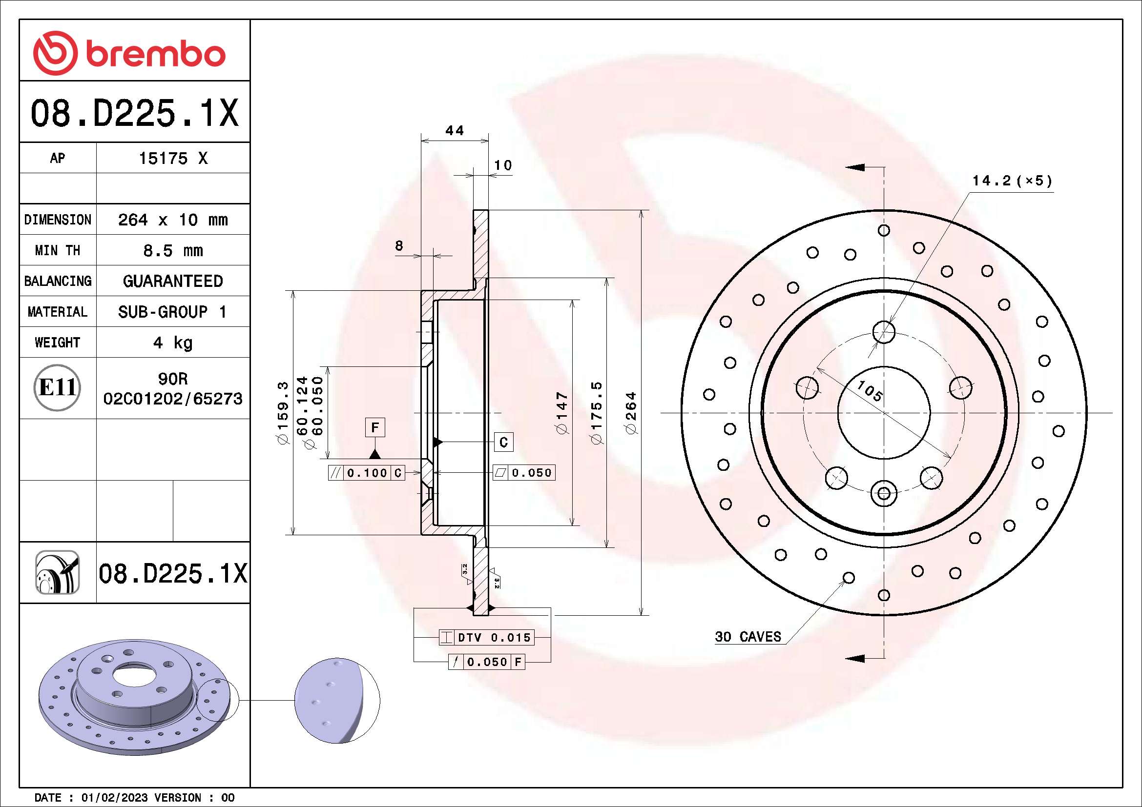 BREMBO 08.D225.1X XTRA LINE...