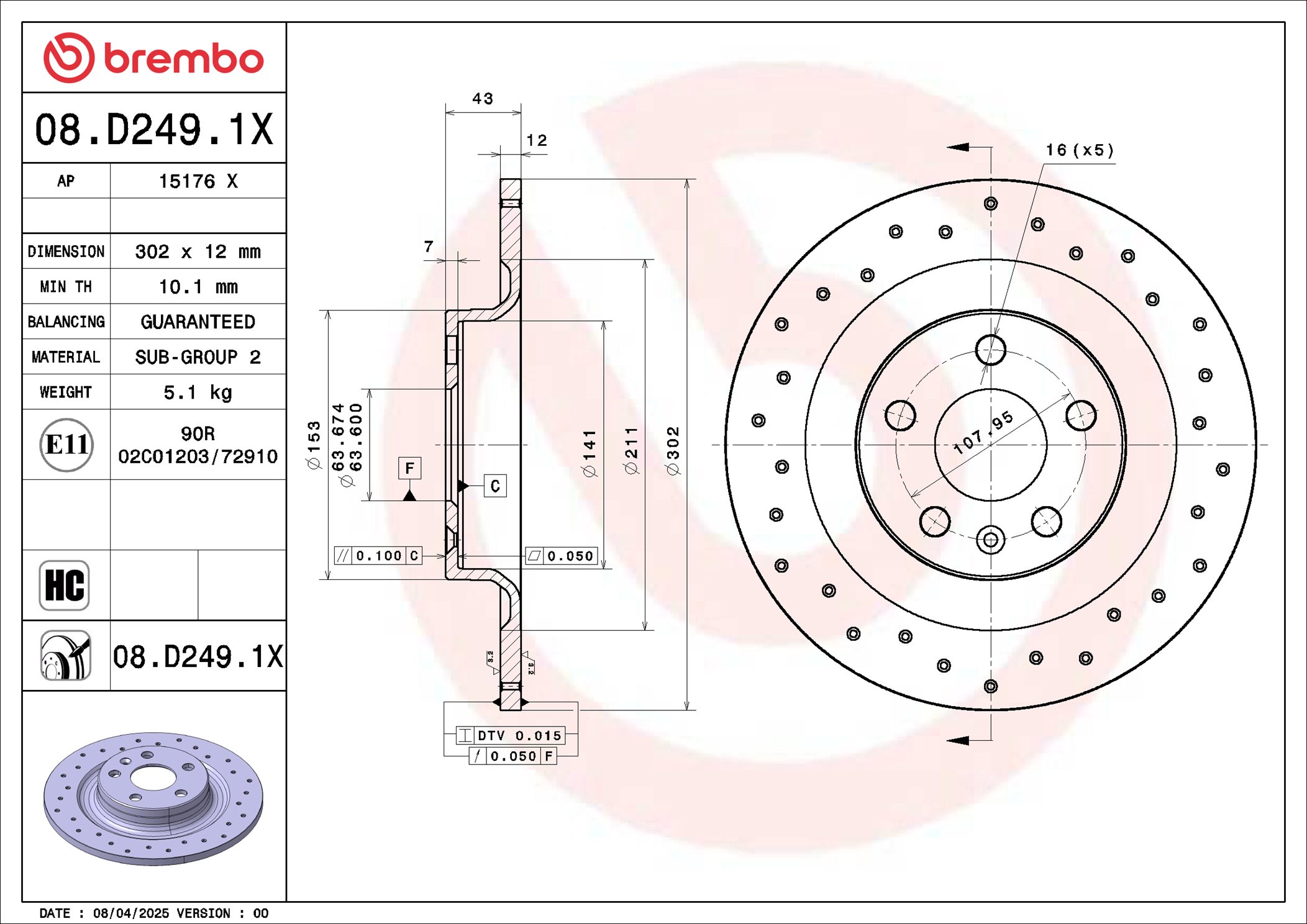 BREMBO 08.D249.1X XTRA LINE...