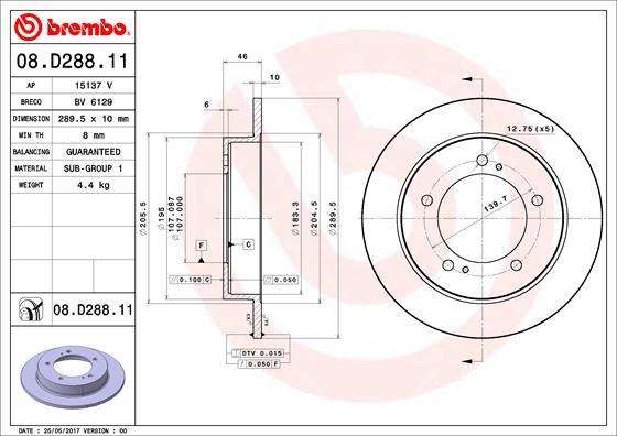 BREMBO 08.D288.11 PRIME LINE - UV Coated Bremsscheibe