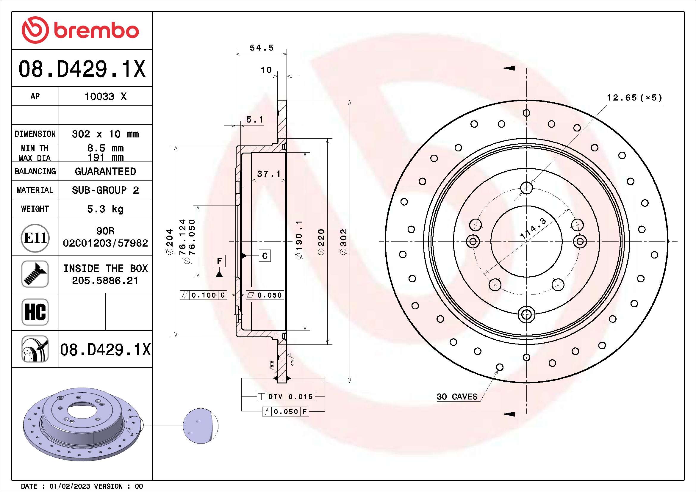 BREMBO 08.D429.1X XTRA LINE...