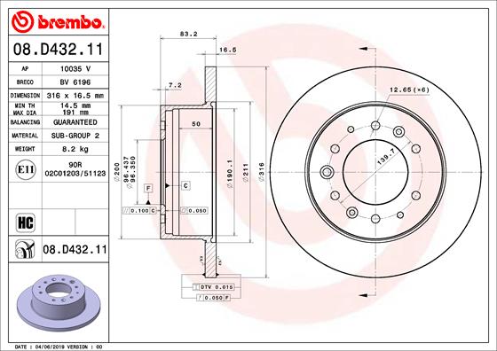 BREMBO 08.D432.11 Discofreno