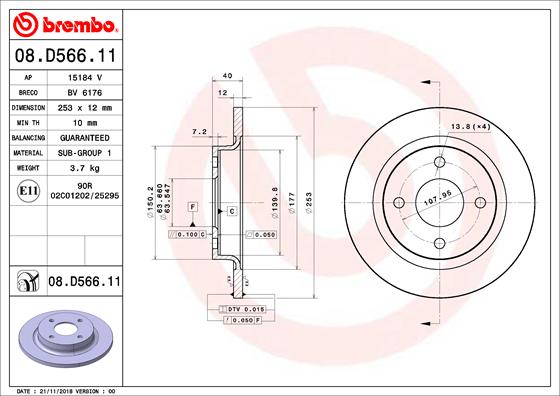 BREMBO 08.D566.11 Bremsscheibe