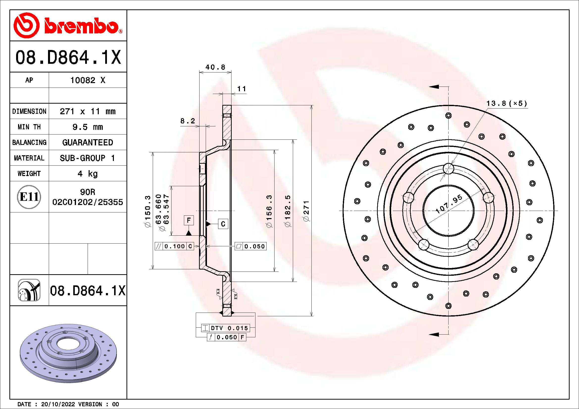 BREMBO 08.D864.1X XTRA LINE...