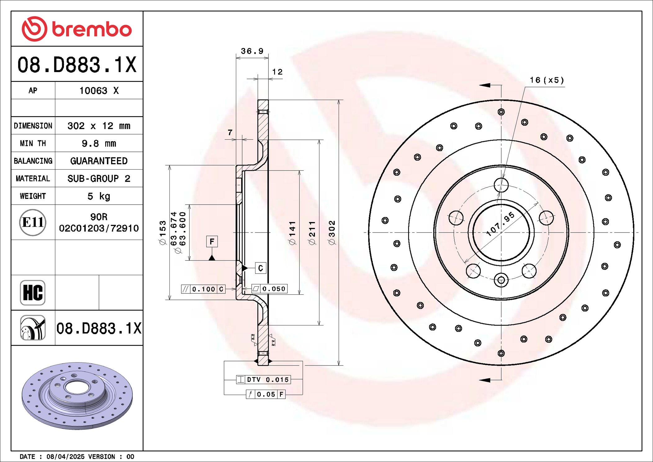 BREMBO 08.D883.1X XTRA LINE...