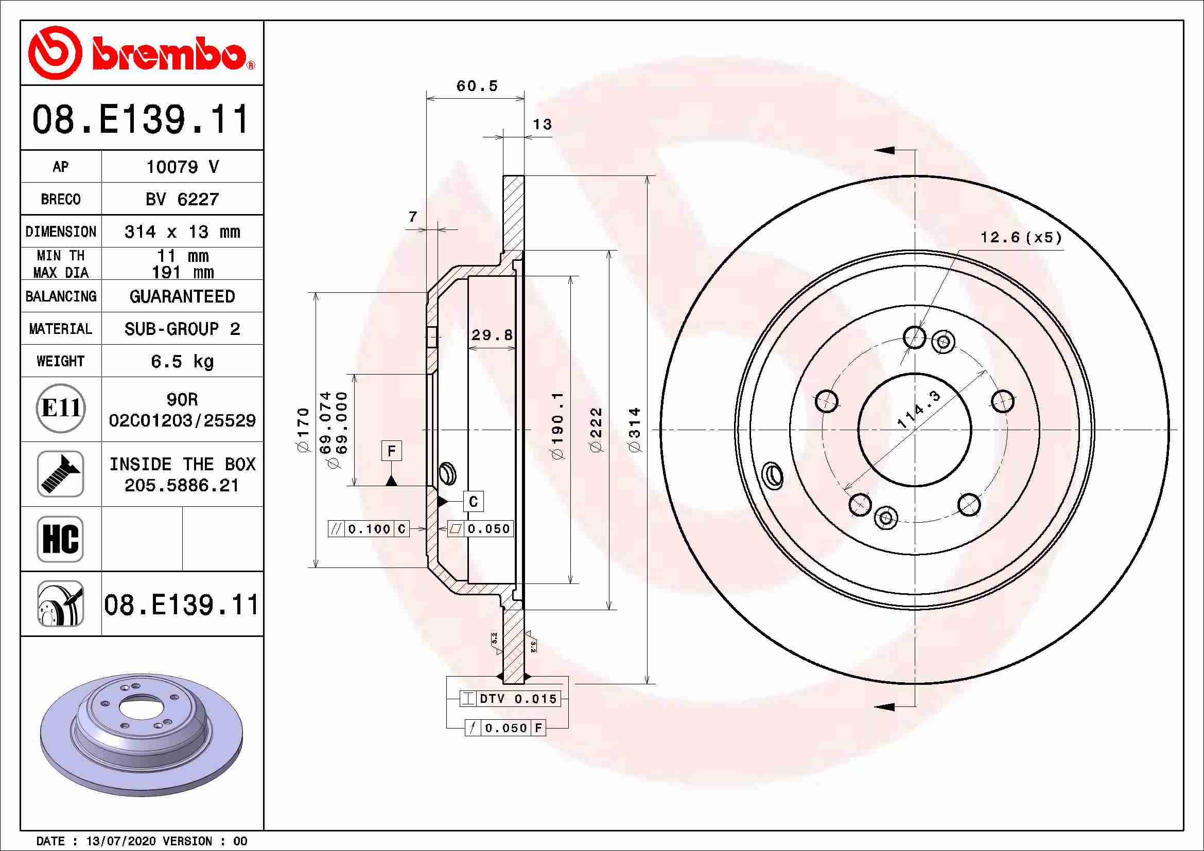 BREMBO 08.E139.11 Brzdový...