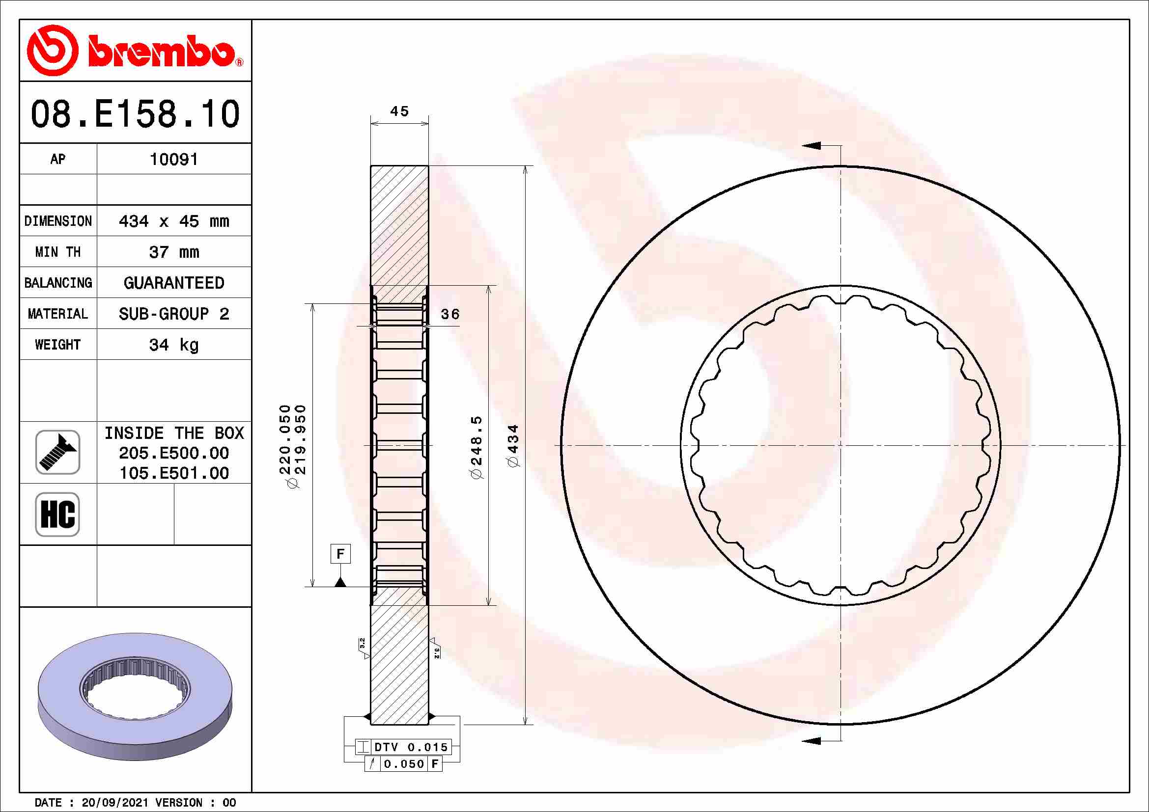 BREMBO 08.E158.10 Brzdový...