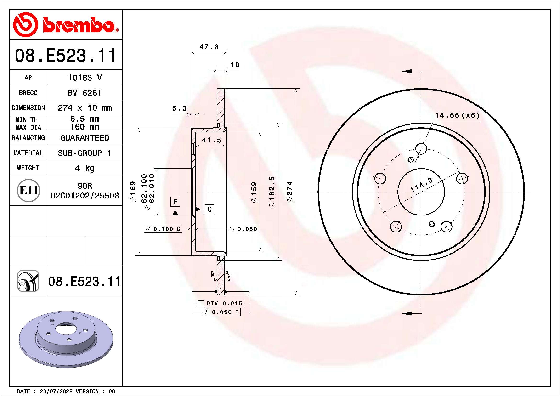 BREMBO 08.E523.11 PRIME...