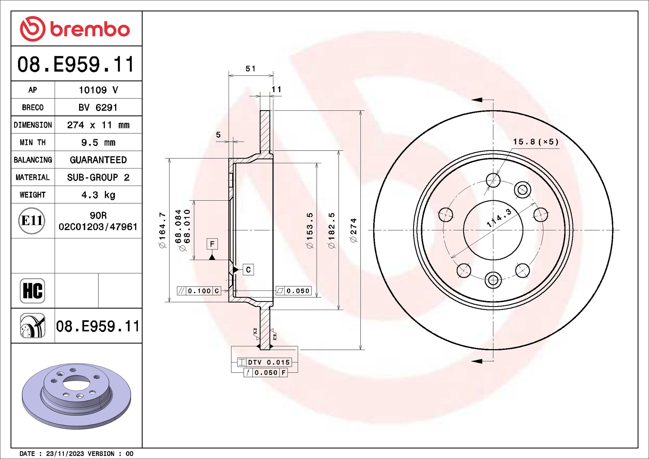 BREMBO 08.E959.11 PRIME...