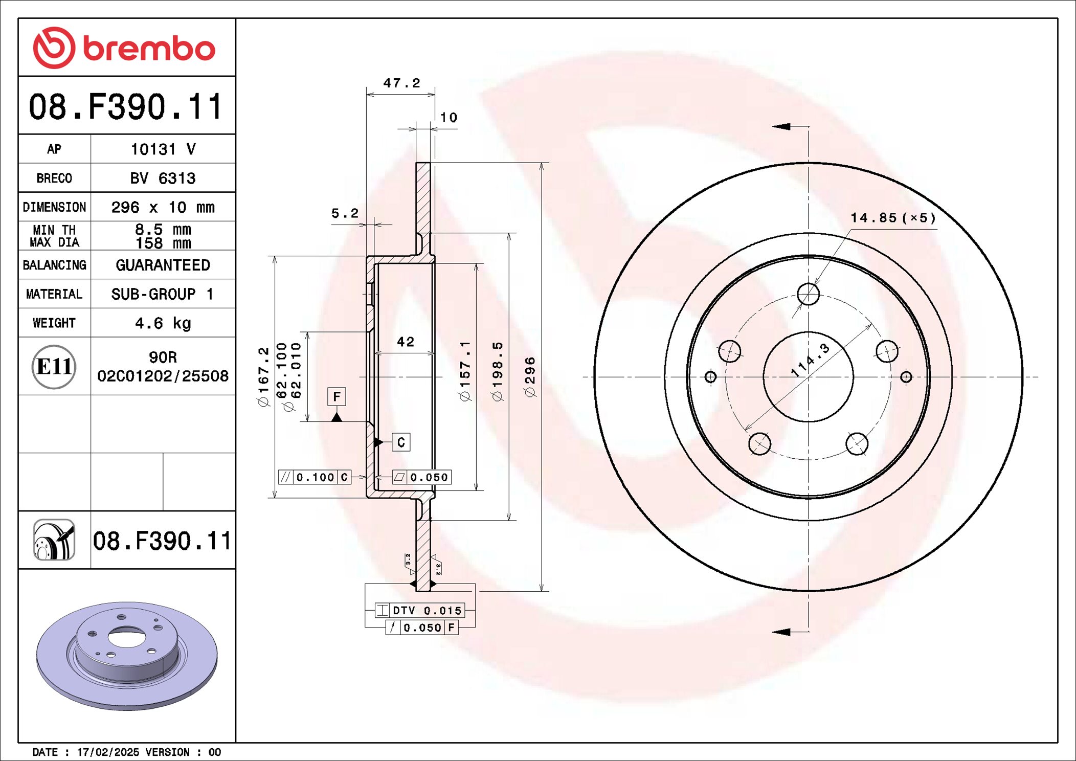BREMBO 08.F390.11 PRIME...