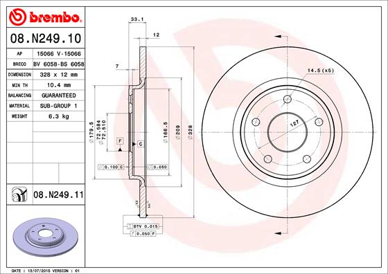 BREMBO 08.N249.10 Bremsscheibe