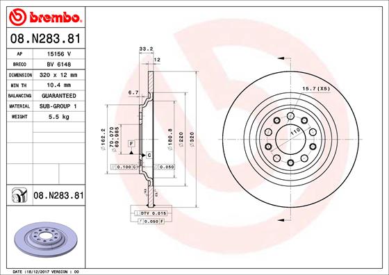 BREMBO 08.N283.81 Discofreno