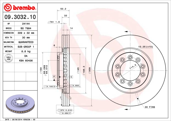 BREMBO 09.3032.10 Brzdový...