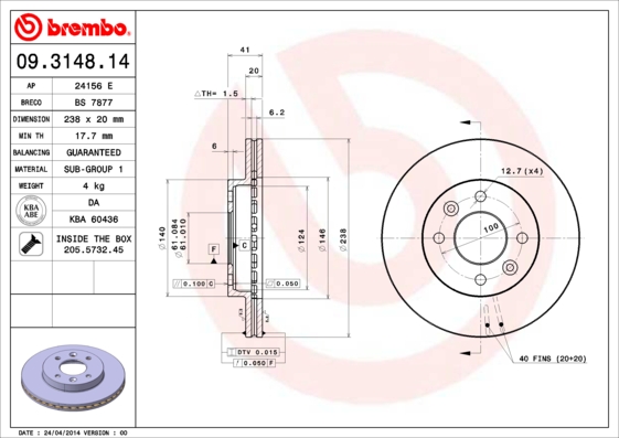 BREMBO 09.3148.14 PRIME...