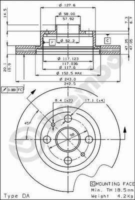 BREMBO 09.4289.10 Bremsscheibe