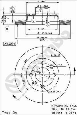 BREMBO 09.4925.10 Bremsscheibe