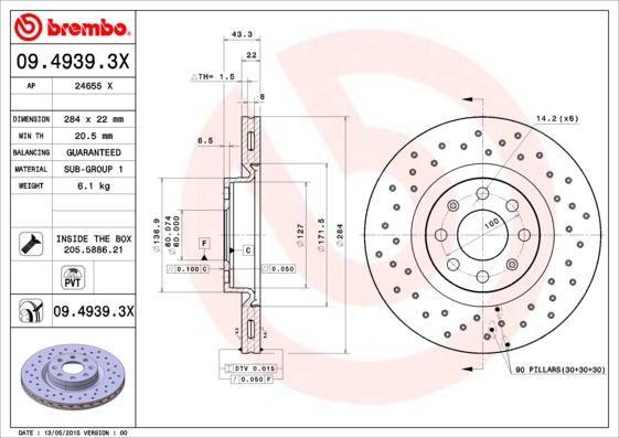 BREMBO 09.4939.3X XTRA LINE...