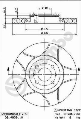 BREMBO 09.4939.75 Bremsscheibe