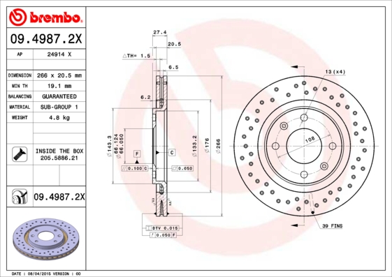 BREMBO 09.4987.2X Brzdový...