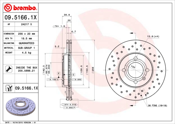 BREMBO 09.5166.1X XTRA LINE...