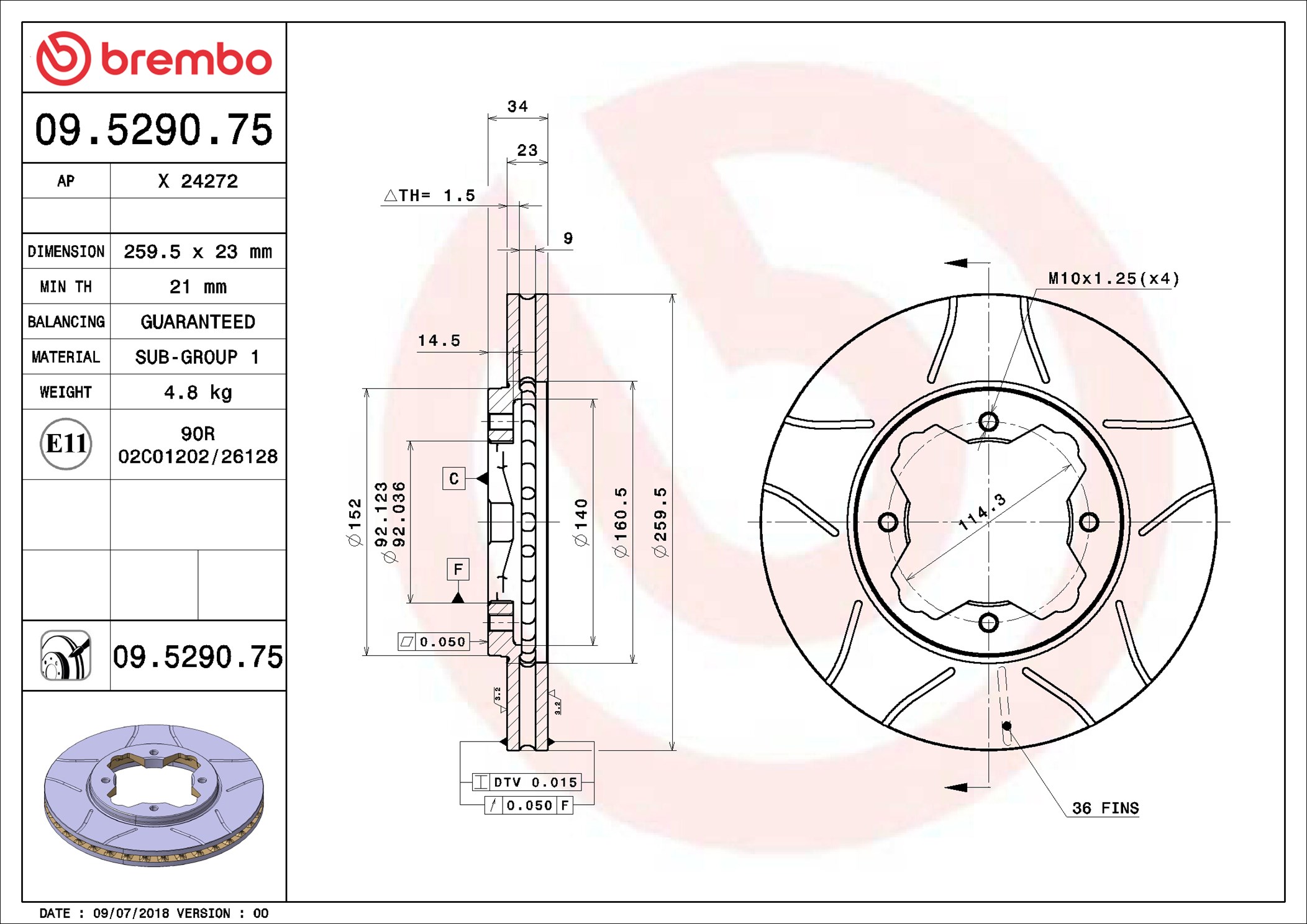 BREMBO 09.5290.75 XTRA LINE - Max Bremsscheibe