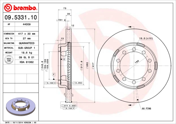 BREMBO 09.5331.10 PRIME LINE Bremsscheibe