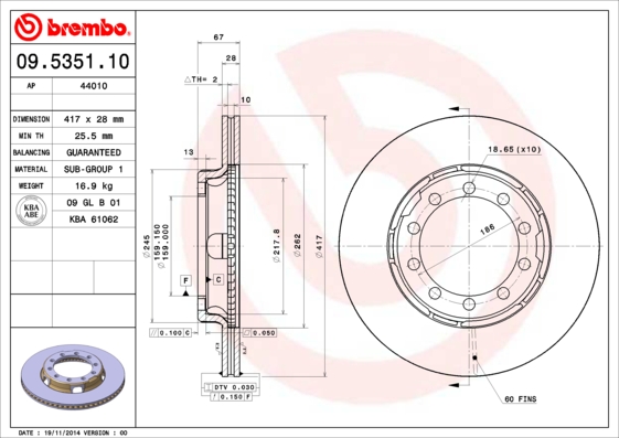 BREMBO 09.5351.10 Brzdový...