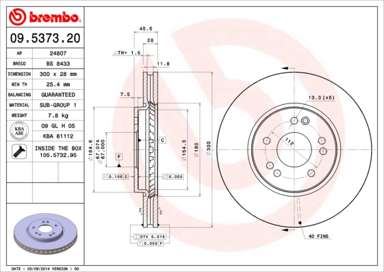 BREMBO 09.5373.20 Brzdový...