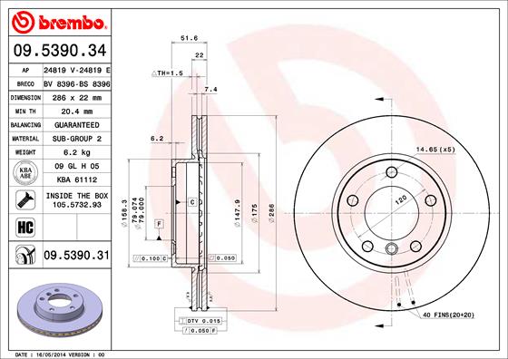 BREMBO 09.5390.31 Brzdový...