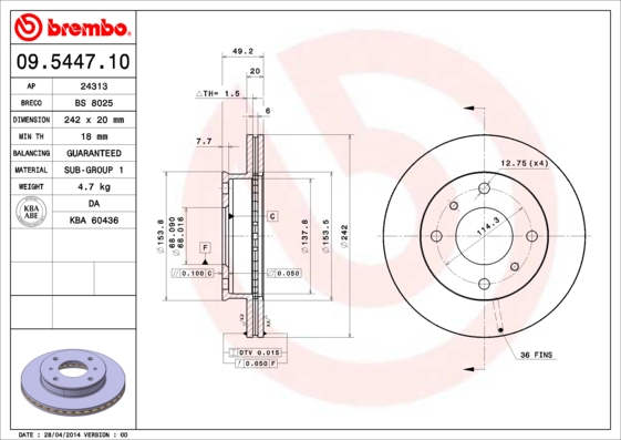 BREMBO 09.5447.10 Brzdový...