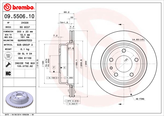 BREMBO 09.5506.10 PRIME LINE Bremsscheibe