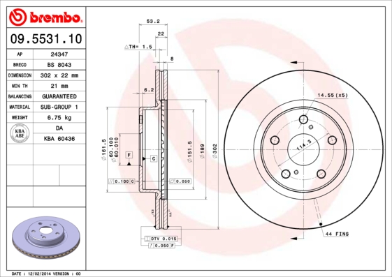 BREMBO 09.5531.10 Brzdový...