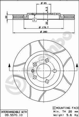 BREMBO 09.5570.75 Bremsscheibe