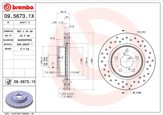 BREMBO 09.5673.1X XTRA LINE...