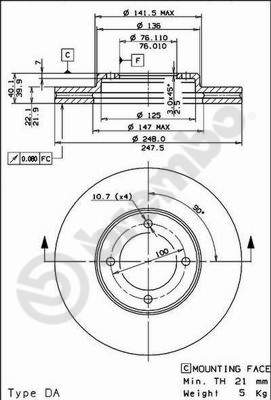 BREMBO 09.5678.10 Bremsscheibe