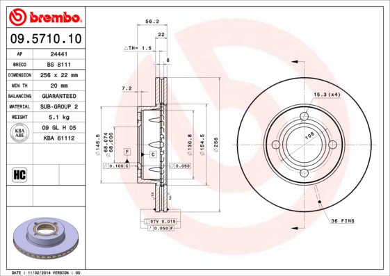 BREMBO 09.5710.10 Discofreno