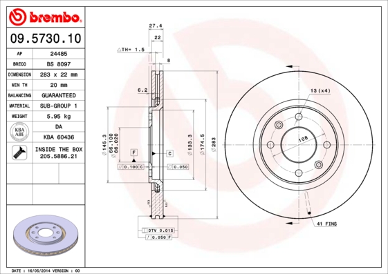 BREMBO 09.5730.10 Bremsscheibe