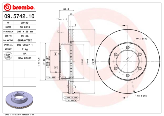 BREMBO 09.5742.10 Brzdový...