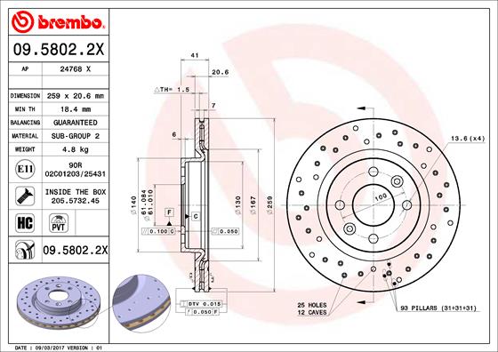 BREMBO 09.5802.2X Bremsscheibe