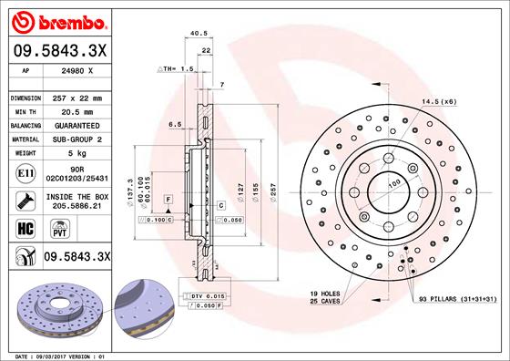 BREMBO 09.5843.3X Brzdový...