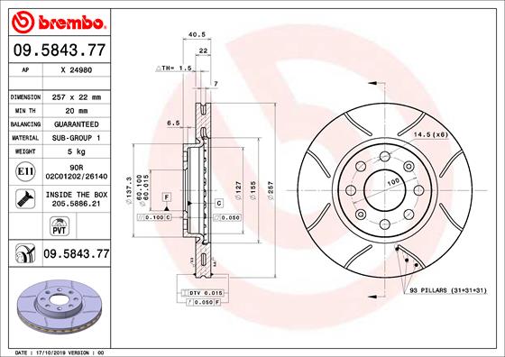 BREMBO 09.5843.77 XTRA LINE...