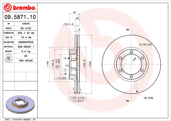 BREMBO 09.5871.10 Brzdový...