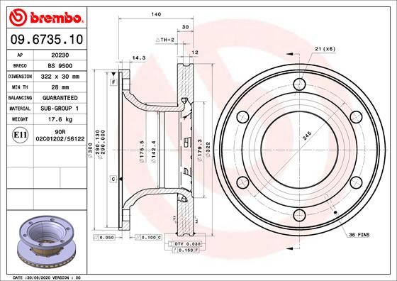 BREMBO 09.6735.10 Brzdový...