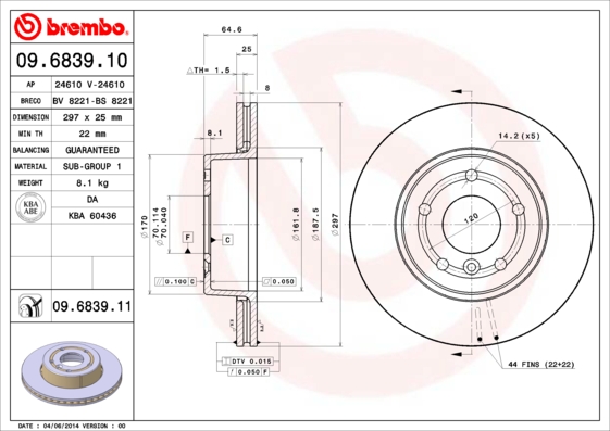 BREMBO 09.6839.11 Brzdový...