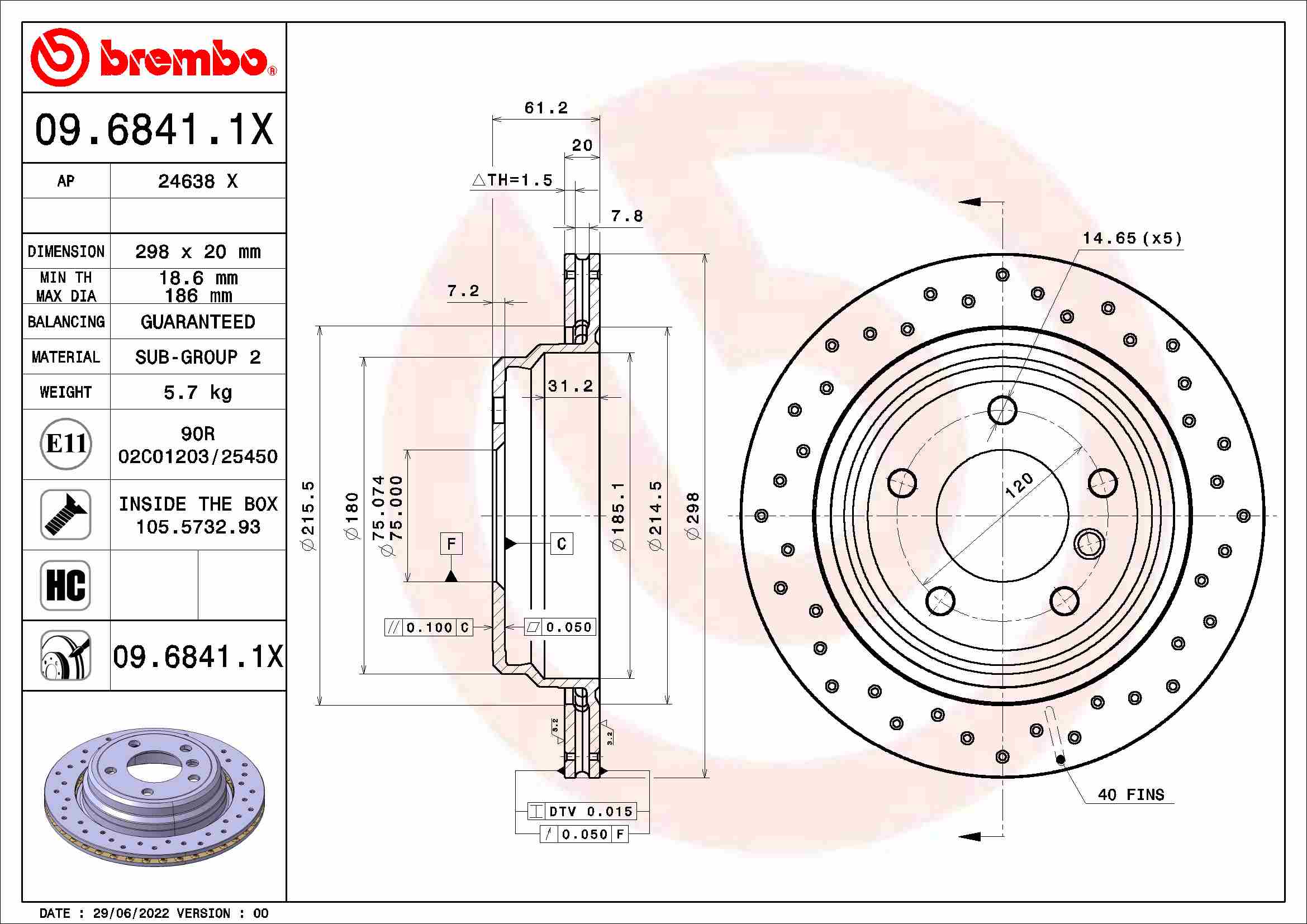 BREMBO 09.6841.1X XTRA LINE...