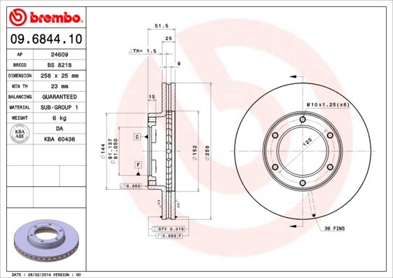 BREMBO 09.6844.10 Bremsscheibe