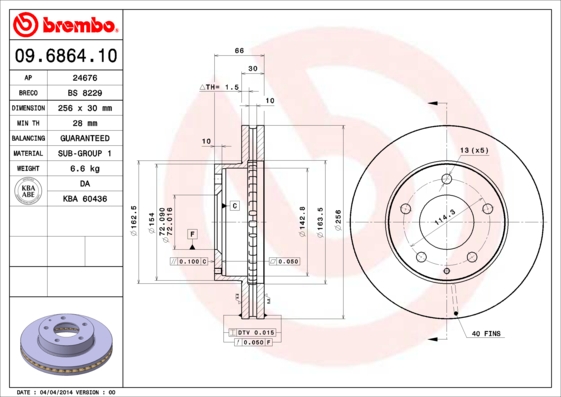 BREMBO 09.6864.10 Brzdový...