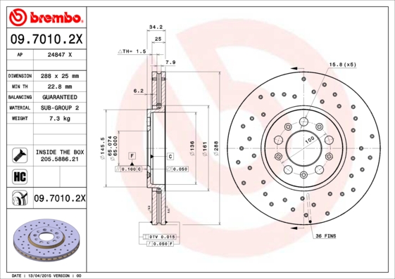 BREMBO 09.7010.2X Discofreno