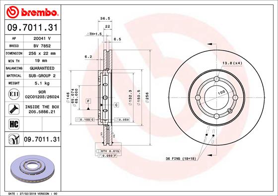 BREMBO 09.7011.31 Bremsscheibe