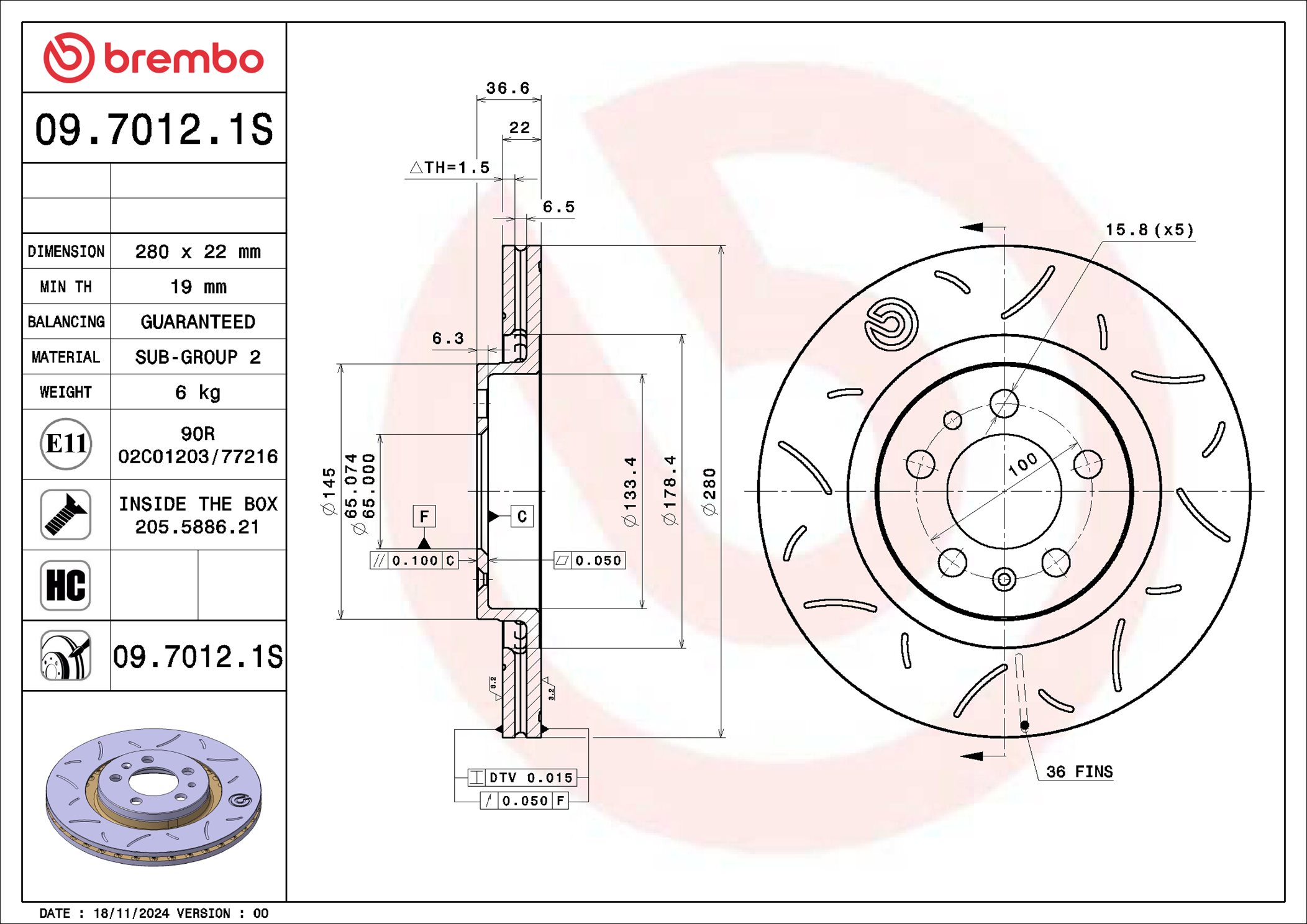 BREMBO 09.7012.1S Brake...