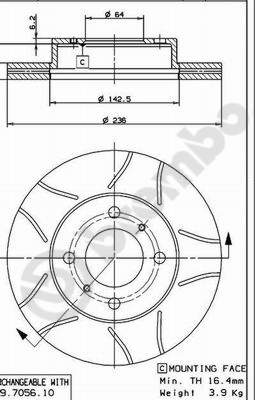 BREMBO 09.7056.75 Bremsscheibe